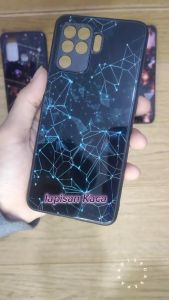 W33 Rasi Bintang Premium Hard Glass Case Oppo Reno 5F - ALL TYPE OPPO VIVO SAMSUNG XIAOMI POCO REALME - Soft Rubber Bumper - Custom Case