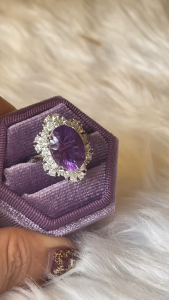 Classic Victorian Halo Amethyst Ring (ADJUSTABLE RING)