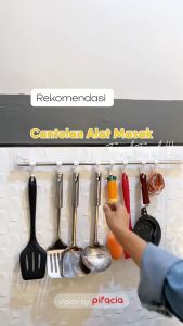 Rak Gantung Alat Dapur Tempel Dinding 8 Kait Stainless Steel Serbaguna