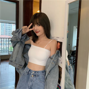 Ice Silk Strap Vest Womens Innerwear Summer Thin Pure Color Seamless Student Tube Top Lightweight Slim Fit Short Length