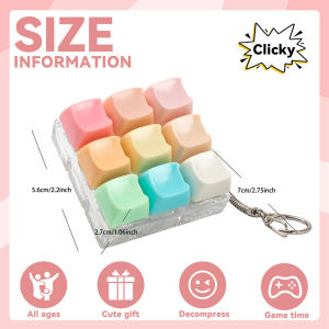 9-Keys Cartoon keycaps fidget Toy Finger Keychain Keyboard Clicker Fidget Toy Stress Relief Keyboard Switch Keycaps Toys