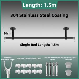 Balcony Ceiling Mounted 304 Stainless Steel Drying Pole