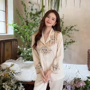 Baju tidur wanita lengan panjang premium piyama sutra es wanita setelan korea style terbaru 2025
