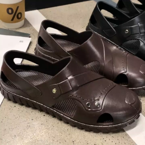 Mens New Black And Brown Retro Trend Shoes Soft Soles Non-slip Wear Resistant Casual Sandals Size 40-44