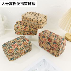 Portable Cork Travel Jewelry Box Earring Ring Necklace Gold Bracelet Storage Box Vintage Style Wooden Handmade for Everyone
