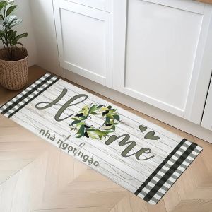 Thảm Trải Sàn Vân Gỗ In Hình Trâu Đen Trắng Mềm Mại Dùng Trang Trí Nhà Cửa - Phòng Bếp Phòng Khách Phòng Ngủ - Phong Cách Hiện Đại Chống Thấm Nước Kháng Khuẩn Chất Liệu Polyester