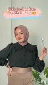 sayum id Atasan Kemeja Blouse Wanita Bahan Crinkle Import