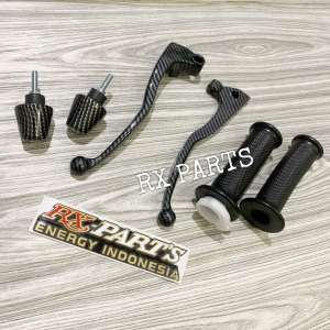 HANDLE / HENDEL REM KANAN + KOPLING KIRI RX KING - SCORPIO CARBON + JALU STANG / BANDUL STANG CARBON + HANDGRIP / HANDFAT RX KING - BONUS STICKER RX PARTS