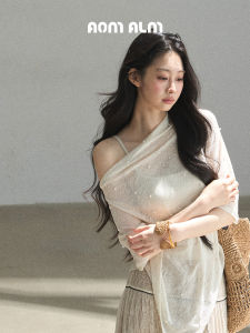 SHAOYEYAN | Áo Blouse Trễ Vai Chất Liệu Mỏng Kiểu Pháp