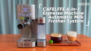 CafeLffe Espresso Machine with Automatic Milk Frother Coffee Machine One-Touch Latte & Cappuccino  20Bar Rich Crema 1350W 1.3L Removable Tank Home Office Coffee Maker