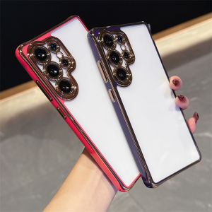 Luxury Plating Clear Shockproof Case For Samsung Galaxy S25Edge S24 Ultra Plus S23FE A17 A36 A16 A55 A26 Camera Protect PC Cover