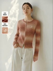 Yigue | Double Zipper Gradient Knitted Cardigan