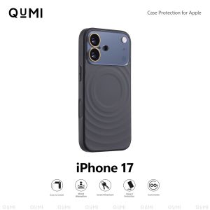 QUMI | Ice Mist Blue Large Window Wavy Protective Case iPhone 17/17 ProMax