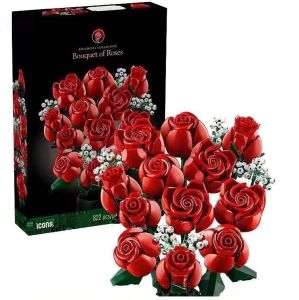 DIY Nhân Tạo Hoa Khối Xây Dựng Bộ Hoa Hồng Phong Lan Chậu Cây Trang Trí Nhà Thực Vật Bộ Sưu Tập Quà Tặng Cho Nữ Mẹ Vợ