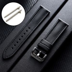 for Seiko for Blancpain for Omega 20mm 22mm 23mm Durable Nylon Watchband Premium Sailcloth Leather Strap Universal Soft Bracelet