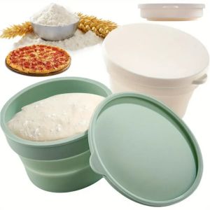 with Lid Silicone Pizza Dough Box Foldable Non-Stick Bread Fermentation Basket Stackable Multipurpose