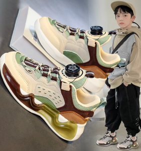 Ultra-Light Shock-Absorbing Running Shoes for Boys Spring 2024 New Style Sports Sneakers Breathable Mesh round Toe Flat Heel