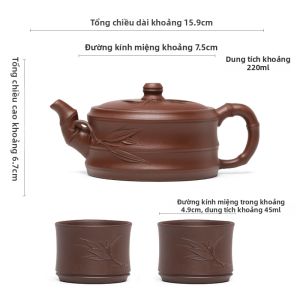 CANGHUTIANXIA | Bộ Trà Bằng Đất Sét Zisha Thiên Nhiên và Tre Handmade