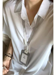 White Ice Silk Mens Short Sleeve Shirt Summer Loose Drapey Casual Trendy Half Sleeve Shirt Standard Fit Youth Popular Daily Wear