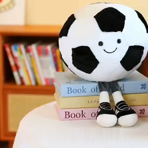Gấu Bông Hình Quả Bóng Đá Bóng Rổ Mềm Mịn Dễ Thương Kèm Hộp Mica Đèn Led Quà Tặng Trang Trí