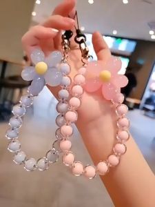 Vibox Gantungan hp Korean Pearl Flower Chain Pelindung Rantai Manik Warna Candy Kait Shell Lanyard Transparan