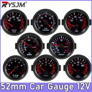 RYSJM | 2" Turbo Boost Gauge 52mm Smoke Lens with Sensor Boost Gauge Bar Psi/Vacuum/Water Temp/Oil Pressure/Voltmeter/Tachometer RPM