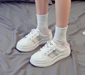 Summer Half-Top White Shoes Versatile Outer Wear Lazy Casual Shoes Flat Shoes