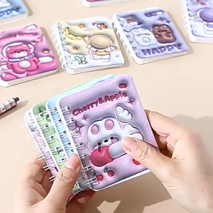 A7 Cartoon Flip Mini Coil Spiral Notebook Diary Notepad Flip Coil Book Ins Style School Stationery Office Supplies