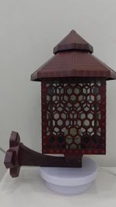 5-W-1260 โคมผนังหวายรังผึ้ง ไม้แดง