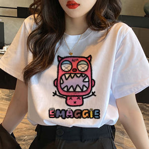 Pure Cotton Short Sleeve T-Shirt Womens Summer White Female Summer Clothes 2025 New Small Size Half Sleeve Body Shirt Top