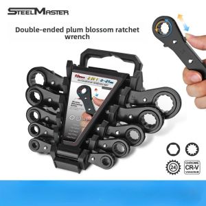 Rapid Ratchet Wrench Open Double Head Two-way Ratchet Wrench Dual-Purpose Automatic Plum Blossom Labor-Saving Auto Repair Tool