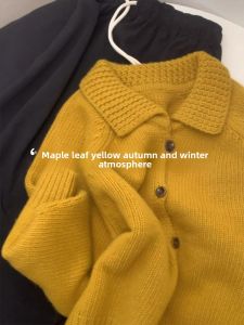 CHOEFULYN | Yellow Korean Style Thickened 2026 Autumn and Winter Fashion Knit Cardigan