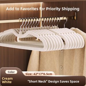 FAJIENUO | Short-Neck Velvet Coated Anti-Slip Shoulder-Angle Protection Space-Saving Hanger