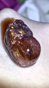 Black Golden Super 7 Pixiu Bead 黑金超七貔貅(通孔)