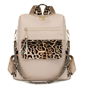 แฟชั่น Multi-Function Leopard กระเป๋าเป้สะพายหลังผู้หญิงคุณภาพสูงพู่กระเป๋าเป้สะพายหลังน้ําหนักเบาเดินทางไนลอนกระเป๋าเดินทาง