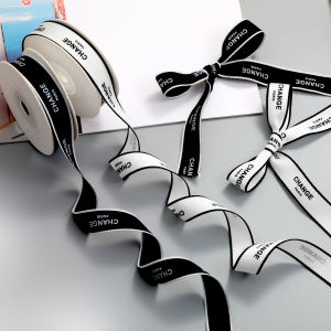 1.6cm Plain Weave Printed Baking Material Ribbon DIY Butterfly Knot Gift Box Packaging Fabric Fresh out of Oven Fashion Accessories