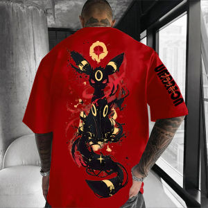 Pokémon ญี่ปุ่นอะนิเมะ Umbreon แขนสั้นเสื้อยืด Pokémon ฤดูร้อนผู้ชายแฟชั่น Breathable กีฬา TOP