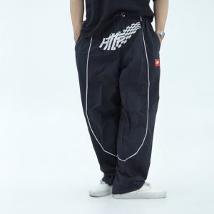 Trackpants Hitam Celana Panjang Pria Wanita Strip Putih Reguler Fit