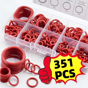 351pcs Silicone O-Ring Set 10 Sizes Oil And Heat Resistant for Cars And Pipelines