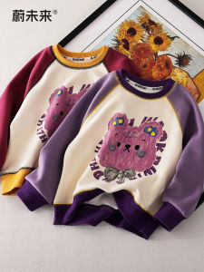 Autumn Fashionable Kids Sweatshirt round Neck Pullover Cartoon Print Casual Comfortable Cotton Blend Girls Clothing