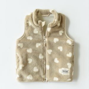 เสื้อกั๊กผ้าคอร์ดูรอยสำหรับเด็ก ผ้าฝ้ายหนา แขนกุด ปกคอตั้ง ระบายอากาศได้ดี เสื้อคลุมกันหนาวสำหรับเด็กชายและเด็กหญิง