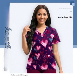 Đồng Phục Y Tá Bệnh Viện Dành Cho Nữ Áo Scrub Cotton In Họa Tiết Tay Ngắn Áo Khoác Y Tế Phòng Khám Nha Khoa Dành Cho Nam