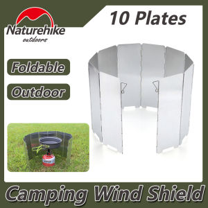 Naturehike Ultralight 10 Plates Outdoor Gas Stove Wind Shield Foldable Camping Cooking Burner Windproof Screen Aluminium Alloy Picnic Stove Windshield  8 Plates