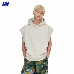 INFLATION Brand Street Curled Edge Sleeveless Hoodie 2025 Autumn New Product European and American Heavy Shoulder Vest