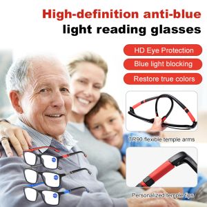 Womens retro square frame presbyopia glasses comfortable bifocal presbyopia glasses for men