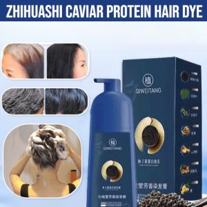 Zhihuashi Caviar Protein Hair Dye Natural Mild Black Dye Shampoo Plant Nourish Hair Dye Hairs Color Cream Cover Up Gray Hair