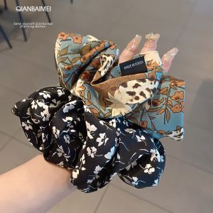 Retro Polka Dot Hair Ties Womens Scunci Summer 2024 New Floral Print Large Bow Hair Bands Creative Gift Box Daily Use