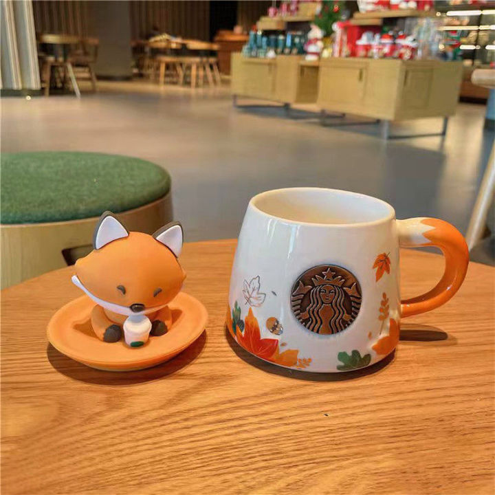 thumbnail image 2 of Starbucks Autumn Fox & Rabbit Maple Leaf Tumbler With Straw – 2024 Original Collection 2 of 2