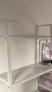 Rak Buku Besi 5 Tingkat Rack Metal Tempat Penyimpanan Serbaguna Rak Susun Besi Putih & Hitam Storage