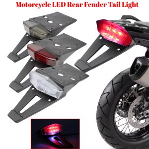 Motorcycle LED Tail Light Rear Fender Stop Brake Lights License Plate Light Bracket Holder Universal 12V For Scooter Street Bike